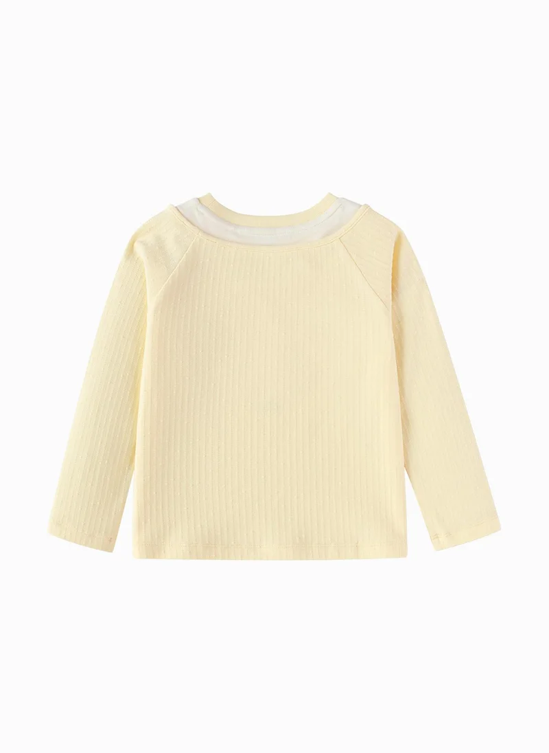 Balabala Yellow Toddler Girls Round v-neck long-sleeved T-shirt for Women | Best Price UAE